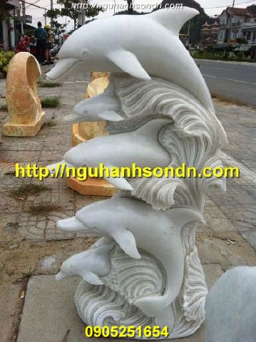 tượng cá heo bằng đá cẩm thạch 