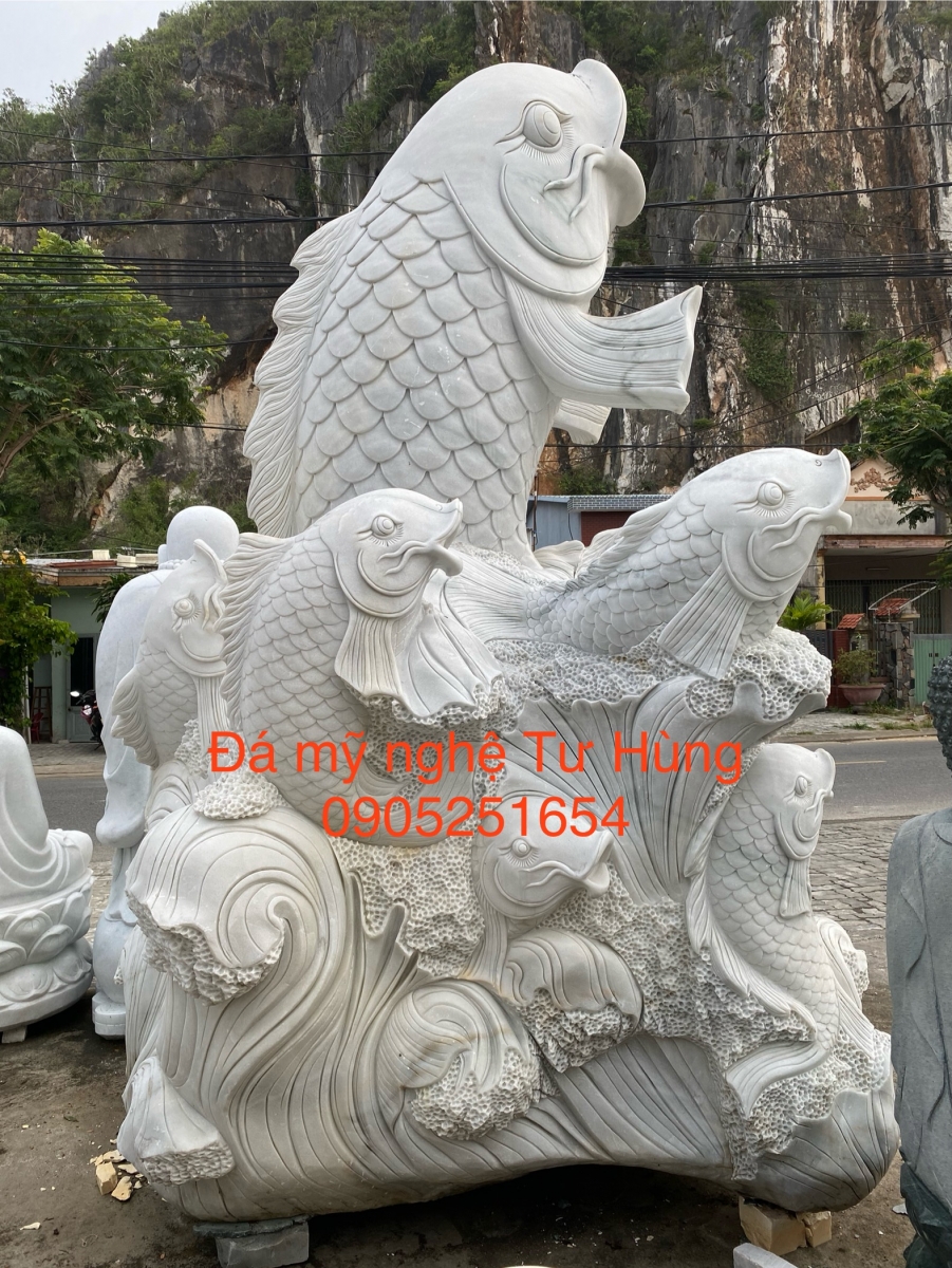 TƯỢNG CÁ CHÉP ĐÁ NGUYÊN KHỐI