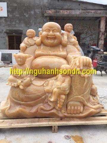 Tượng Phật Di lặc ngọc onyx vàng