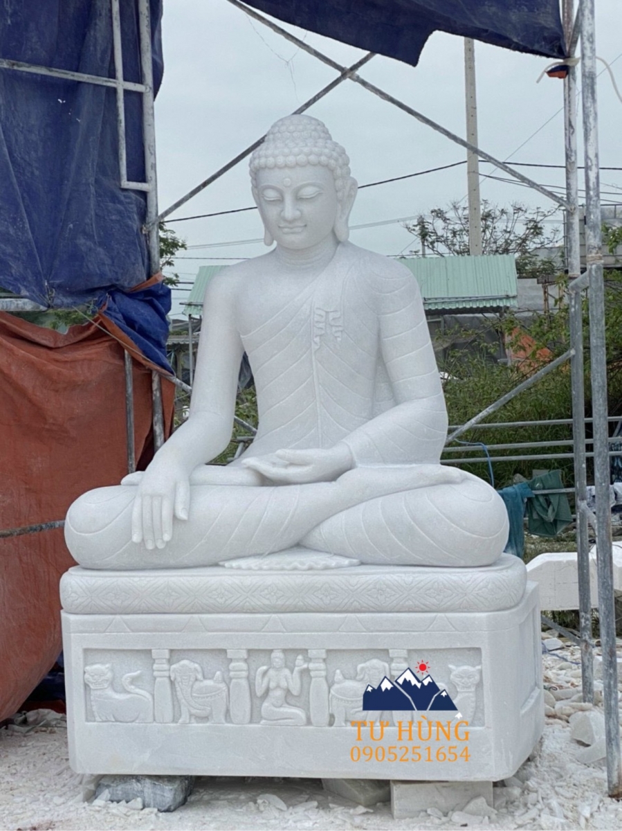 Tượng Phật Thích ca mâu ni đá cẩm thạch nguyên khối