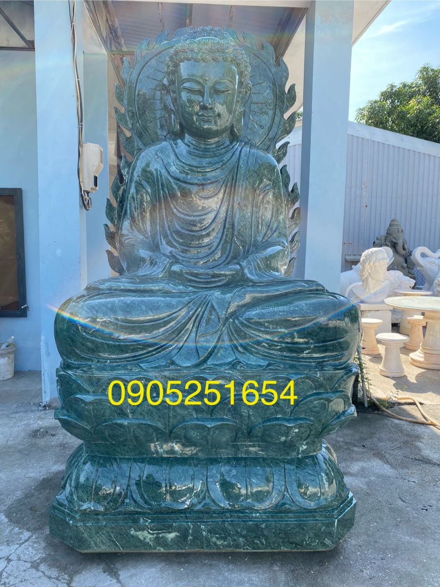 Tượng Phật bổn sư đá xanh ấn độ nguyên khối