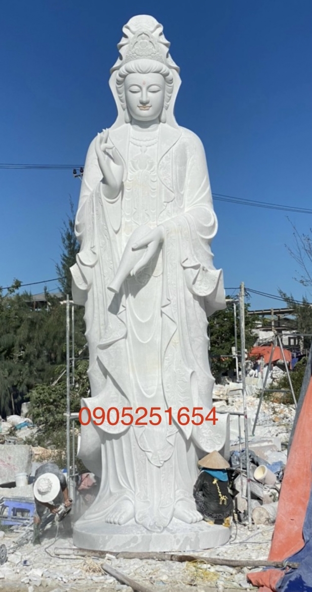Phật QUAN ÂM đá cẩm thạch nguyên khối