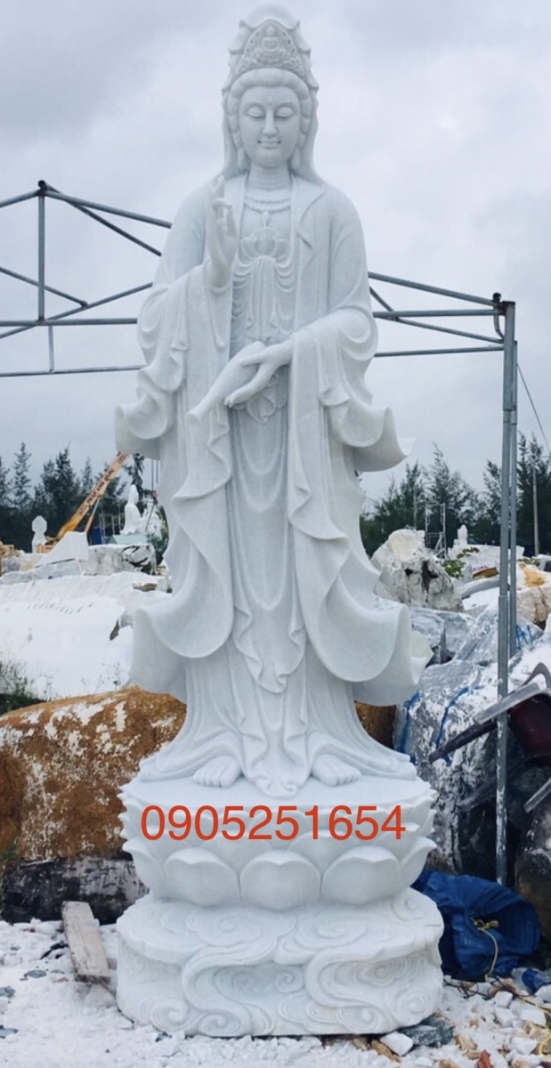 Phật QUAN ÂM đá cẩm thạch nguyên khối