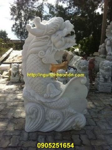 tượng cá chép hóa rồng bằng đá cẩm thạch
