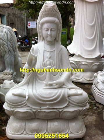 Tượng Phật Quan Âm  ngồi bằng đá cẩm thạch