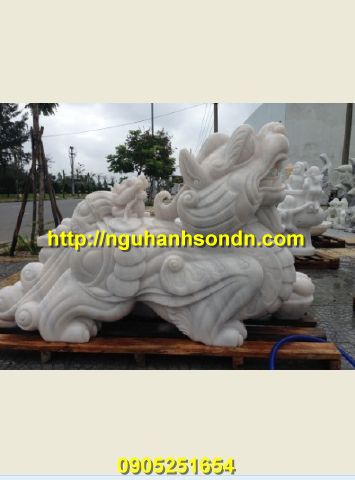 Tượng tì hưu đá cẩm thạch trắng